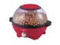 Machine à popcorn rouge avec couvercle transparent remplie de popcorn, avec logo SilverCrest