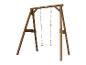 Portique en bois avec siège simple et cordes, idéal pour les jardins.