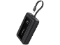 Batterie externe portable noire avec affichage numérique '100' et câble USB-C intégré.