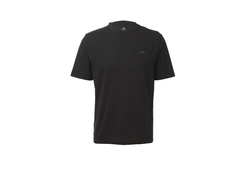 T-shirt de sport noir pour homme avec un petit logo sur la poitrine.