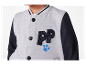 Veste de baseball gris et noire pour enfant avec le logo PP et une patte.