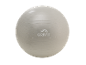 Ballon de gymnastique gris avec des rayures horizontales.