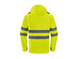 Veste de sécurité jaune avec des bandes réfléchissantes.