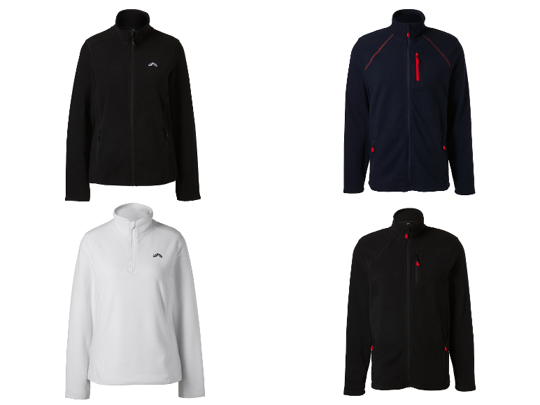 Vestes polaires CRIVIT femme/homme en noir, blanc et bleu marine
