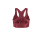 Soutien-gorge de sport bordeaux pour femme avec dos croisé.