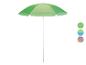 Parasols de plage verts et rayés ; différents coloris disponibles.