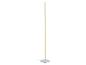 Lampadaire LED blanc avec base ronde et bande lumineuse verticale.