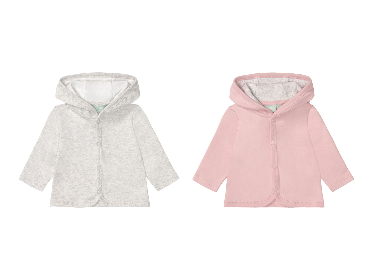 lupilu® Lot de 2 vestes bébé (rose/gris clair)