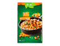 Emballage Tofu Garam masala avec image de tofu frit et pois chiches dans une poêle.