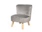 Petit fauteuil crapaud en velours gris avec pieds en bois clair