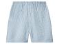 Shorts enfant bleu clair avec taille élastique et texture côtelée.