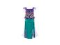 Une robe de sirène violette et verte avec des paillettes.