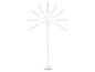 Lampadaire blanc à multiples bras ajustables.