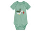 Un body bébé couleur menthe avec un oiseau tenant une fraise.