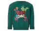 Sweat-shirt vert pour enfant avec imprimé de super-héros et texte 'TEAM GOALS'.