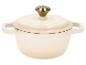 Cocotte en fonte émaillée crème avec couvercle et bouton doré