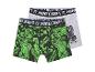 Deux boxers Minecraft pour enfant : un gris, un noir et vert.