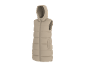 Gilet sans manches matelassé long pour femme beige avec capuche
