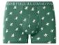 Boxers verts avec motif de cavaliers et texte sur la ceinture.