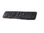Télécommande noire avec boutons pour volume, basses, aigus, EQ, MUTE, Pair, USB AUX, OPTICAL, HDMI eARC