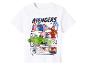 T-shirt blanc avec imprimé Avengers : Captain America, Iron Man, Hulk et Thor.