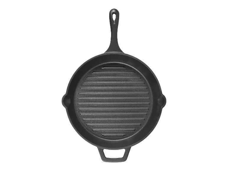 Poêle grill en fonte noire avec poignée