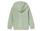 Sweat-shirt vert à capuche.