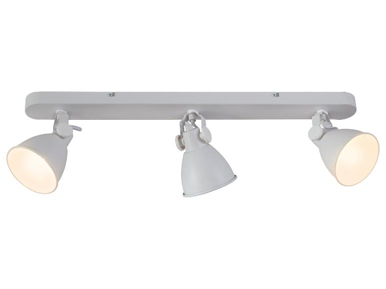 Spot sur rail blanc avec trois projecteurs réglables