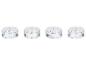 Quatre bougeoirs ronds en verre transparent pour bougies chauffe-plat sur fond blanc.