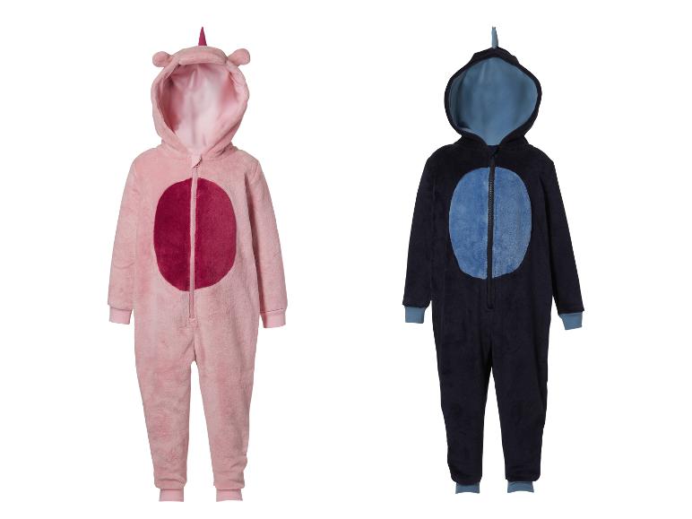 Combinaisons en peluche LUPILU® pour enfants : licorne rose et dragon bleu foncé.