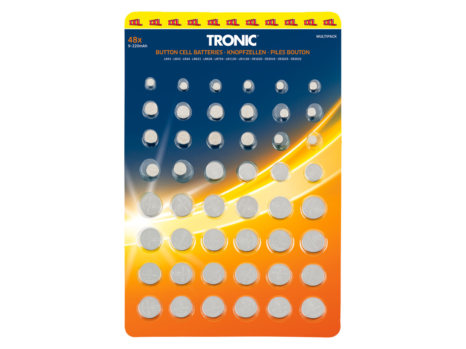 TRONIC® Piles boutons, pack de 48