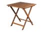 Une table pliante en bois avec un plateau rectangulaire.