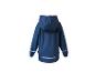 Veste de pluie pour enfant bleu foncé avec capuche et bandes réfléchissantes, vue de dos