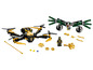 Set LEGO Spider-Man avec deux véhicules volants et des figurines.