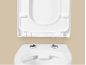 Toilettes blanches avec abattant et couvercle relevés
