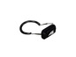 Une leash noire avec un câble en spirale et une sangle de cheville en néoprène avec le logo Future Fins.