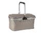 Panier isotherme pliable gris avec poignée en aluminium et fermetures éclair.