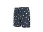 Short de pyjama bleu marine à motif de citrons jaunes.