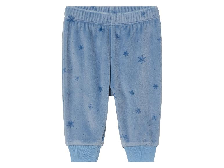 Pantalon de survêtement bleu avec un motif de flocons de neige.