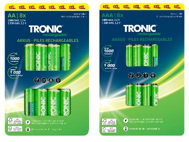 TRONIC® Piles AA ou AAA, 8 pièces