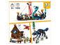 LEGO 3 en 1: navire viking, maison et loup.
