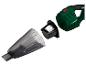 Aspirateur à main sans fil vert et noir avec filtre et bac à poussière transparent