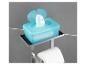 Porte-papier toilette et distributeur de lingettes humides dans une salle de bain moderne.