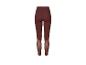 Leggings bordeaux foncé avec empiècements en résille sur les jambes.