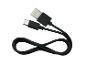 Câble de charge noir USB-A vers USB-C enroulé en forme de huit.