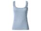 Débardeur côtelé bleu clair avec bordure en dentelle.