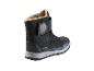 Botte d'hiver noire avec doublure beige et sangle Velcro.