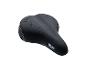 Selle de vélo Wittkop AirSystem, noire avec surpiqûres blanches.