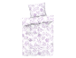 Parure de lit à motif floral lilas.