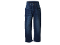 Jean enfant bleu foncé à jambes droites et design classique.